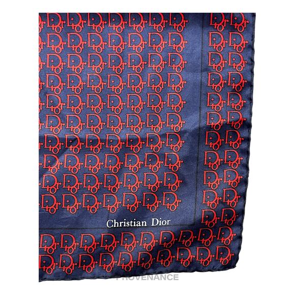 🔴 Christian Dior Trotter Monogram Silk Scarf - Navy Red - Picture 5 of 8